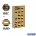 Salsbury Cell Phone Storage Locker - with Front Access Panel - 6 Door High Unit (5 Inch Deep Compartments) - 18 A Doors (17 usable) - Gold - Recessed Mounted - Resettable Combination Locks  19165-18GRC